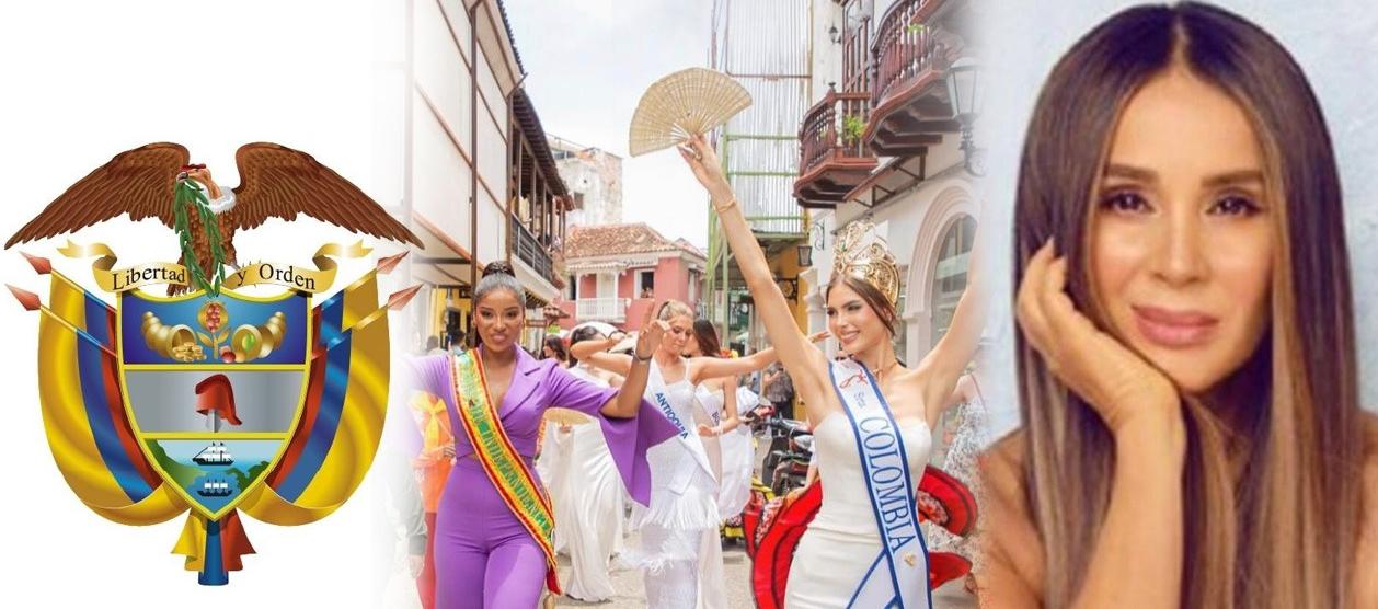 El escudo, el Reinado y la actriz Catherine Siachoque. 