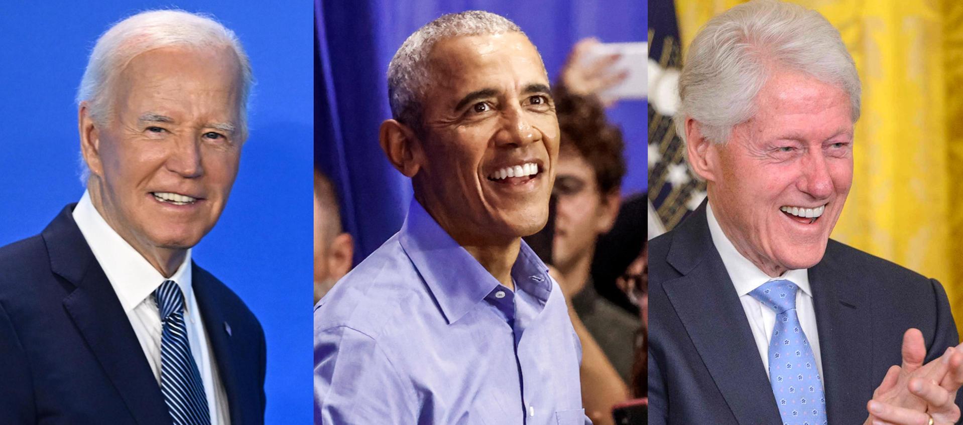 Presidente Joe Biden y los expresidentes Barack Obama y Bill Clinton.