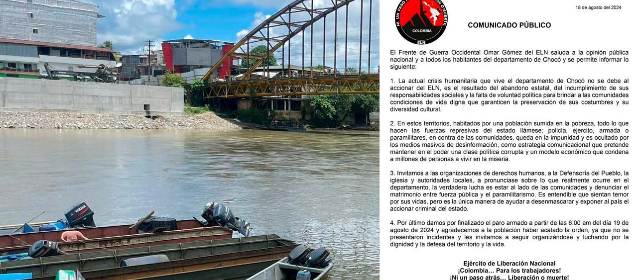 ELN anuncia levantamiento del paro