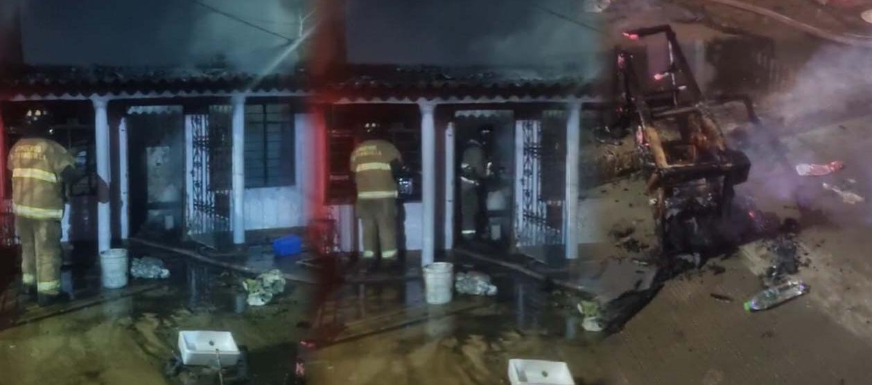 Bomberos atendiendo la emergencia.