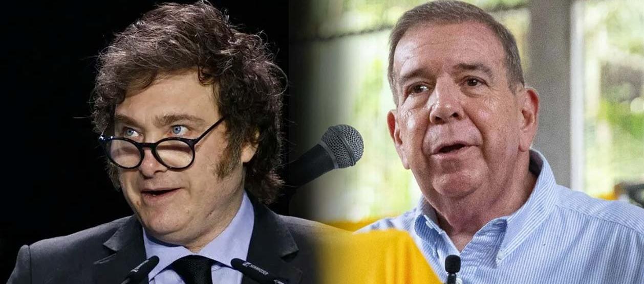 Javier Milei, Presidente de Argentina, y Edmundo González, opositor venezolano. 