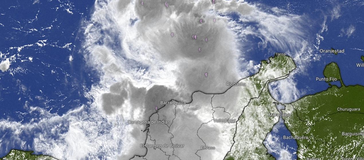 Imagen satelital de cómo se ve la región Caribe en la mañana de este lunes. 