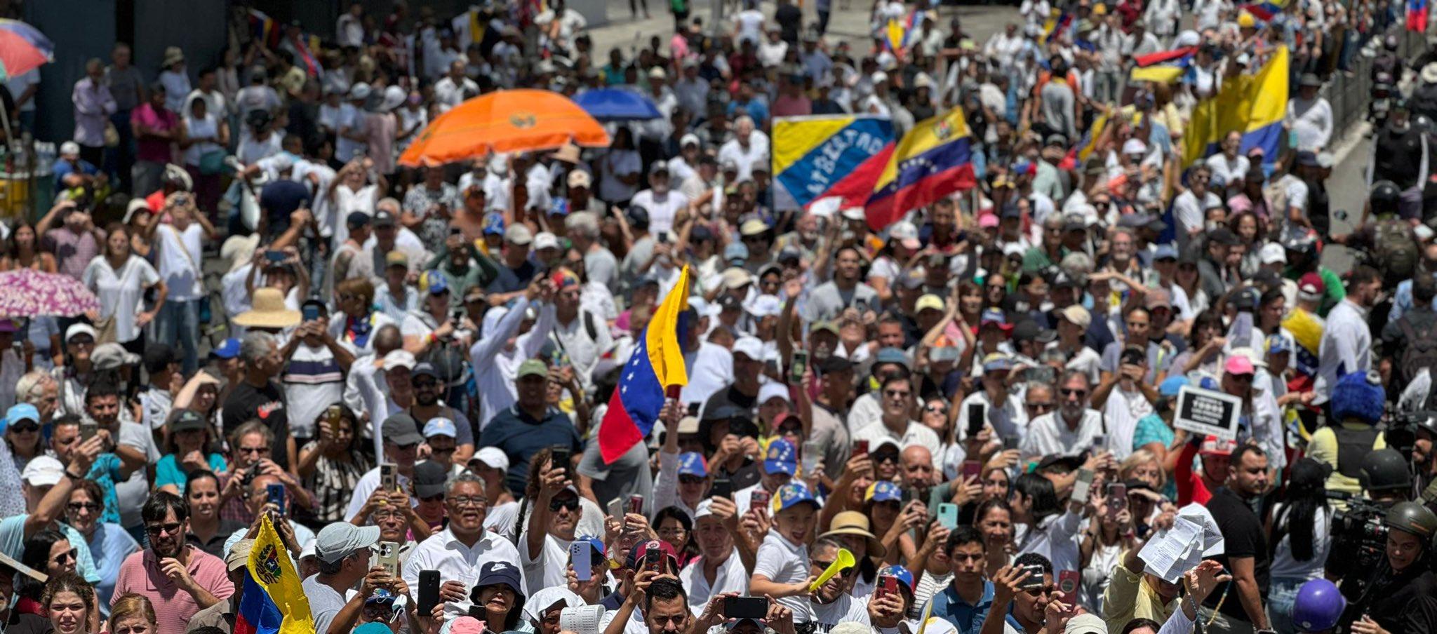 La manifestación venezolana en Caracas.