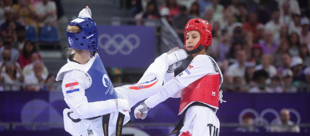 Imagen de la pelea en Taekwondo. 