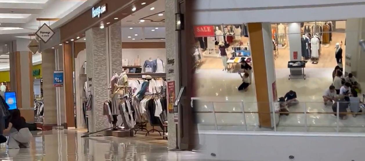 Los japoneses entraron en pánico en un centro comercial tras el terremoto. 