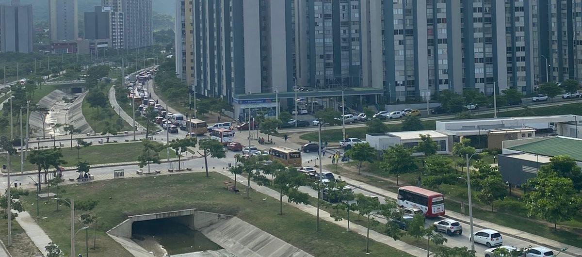 La imagen del trancón desde la calle 117 hasta la Circunvalar.
