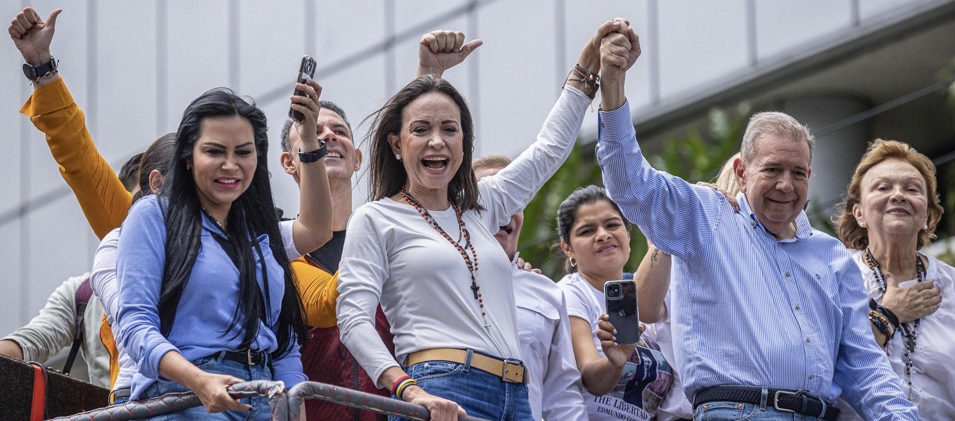 María Corina Machado y Edmundo González en una manifestación en Caracas.