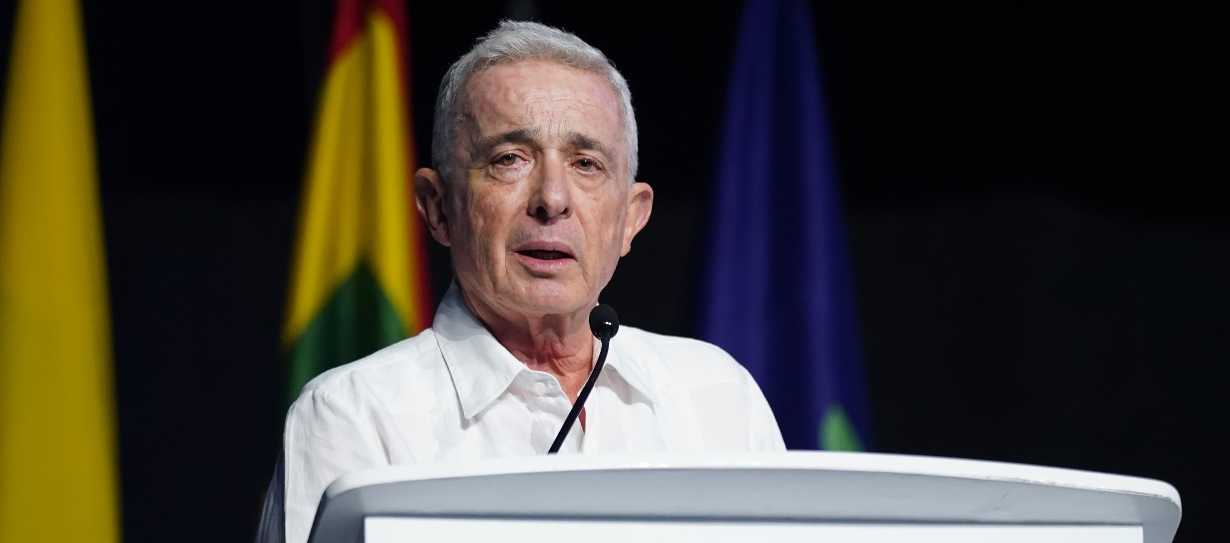 Álvaro Uribe Vélez en el Congreso de Fenalco este viernes en Barranquilla. 