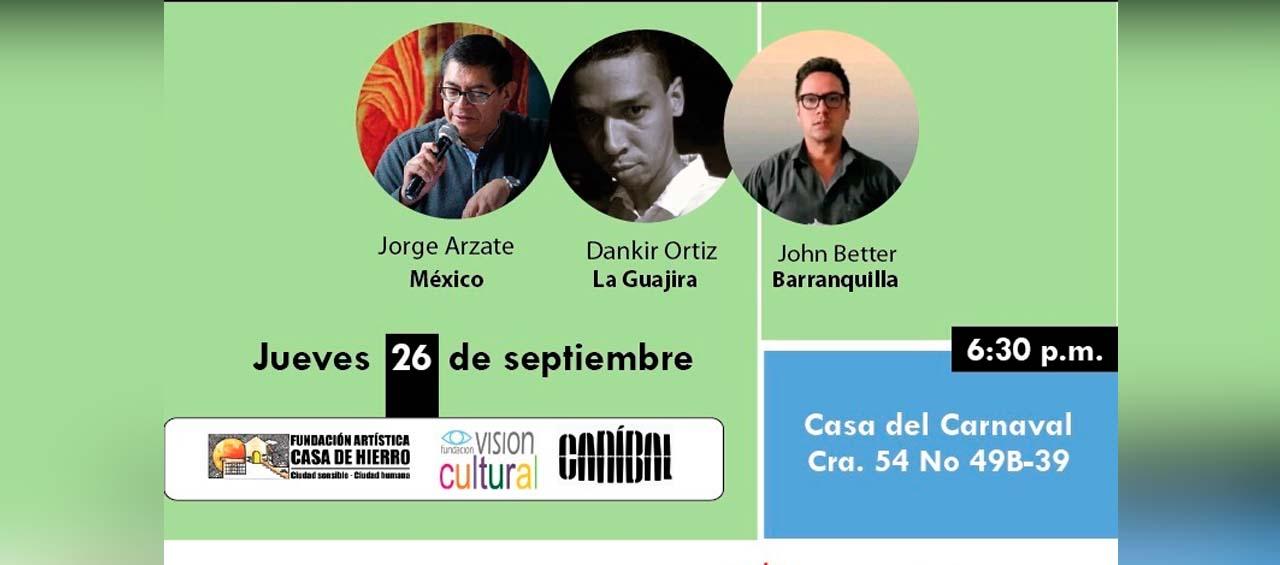 Los tres poetas participantes en esta jornada literaria