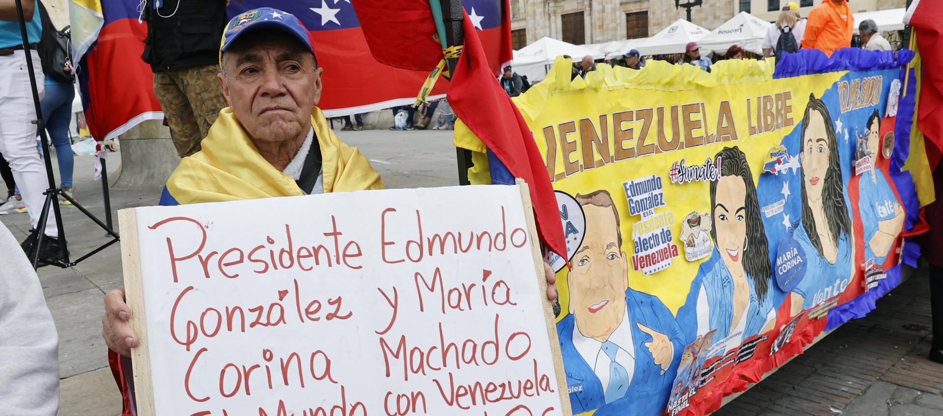 Los venezolanos que marcharon este sábado en Bogotá. 