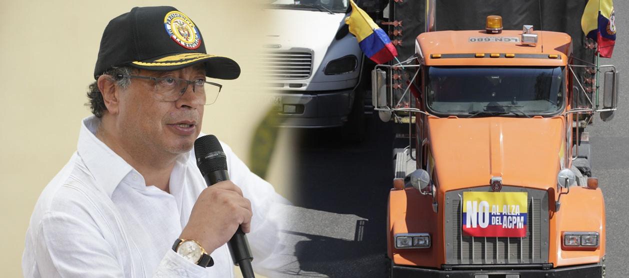 El Presidente Petro y una imagen del paro.