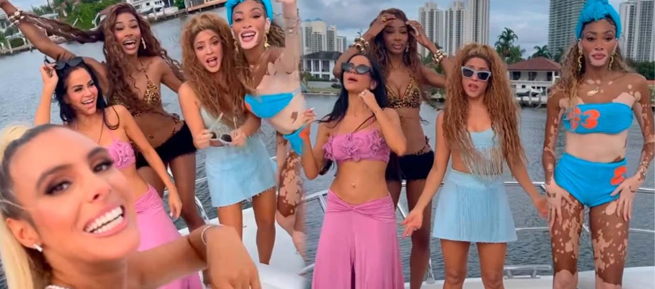 Shakira acompañada de Anitta, Lele Pons y otras artistas.