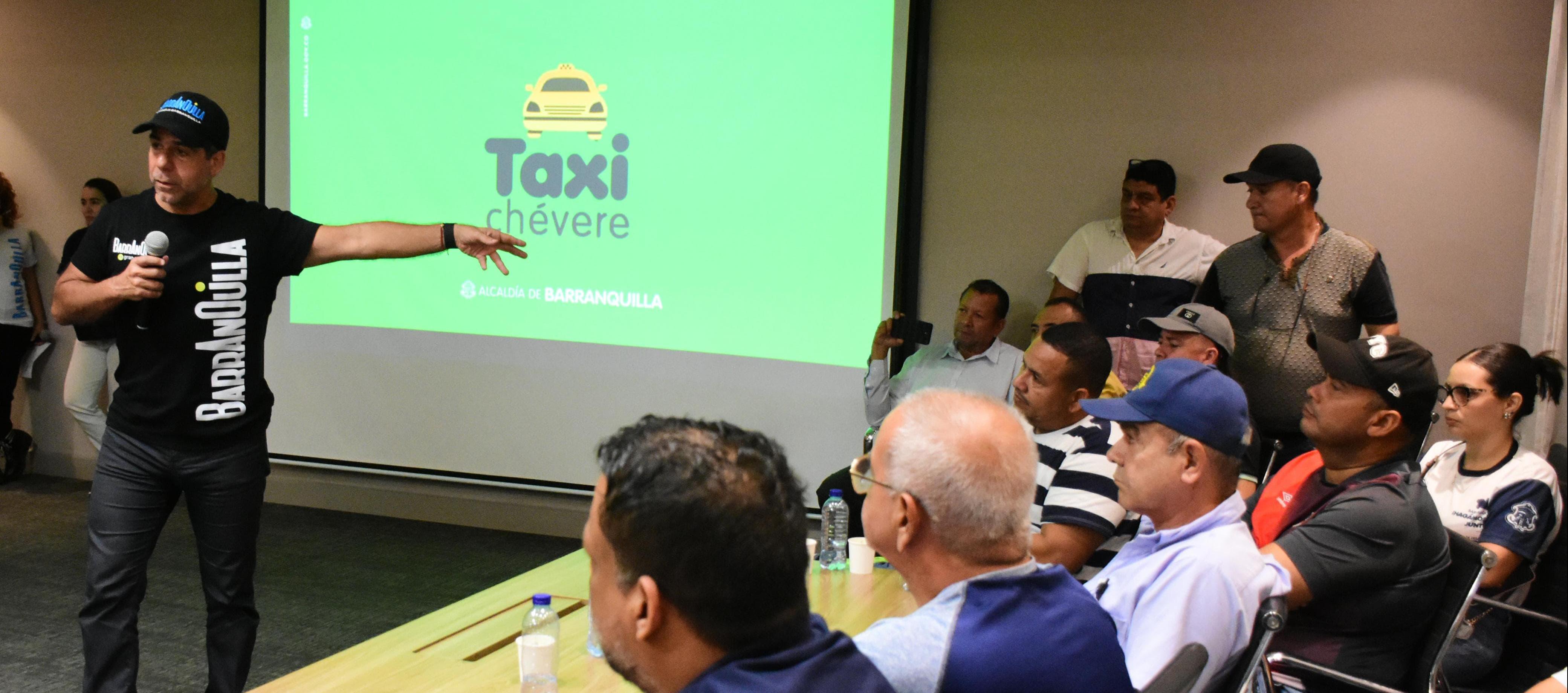 Alcalde Alejandro Char en la presentación del programa 'TaxiChévere'.