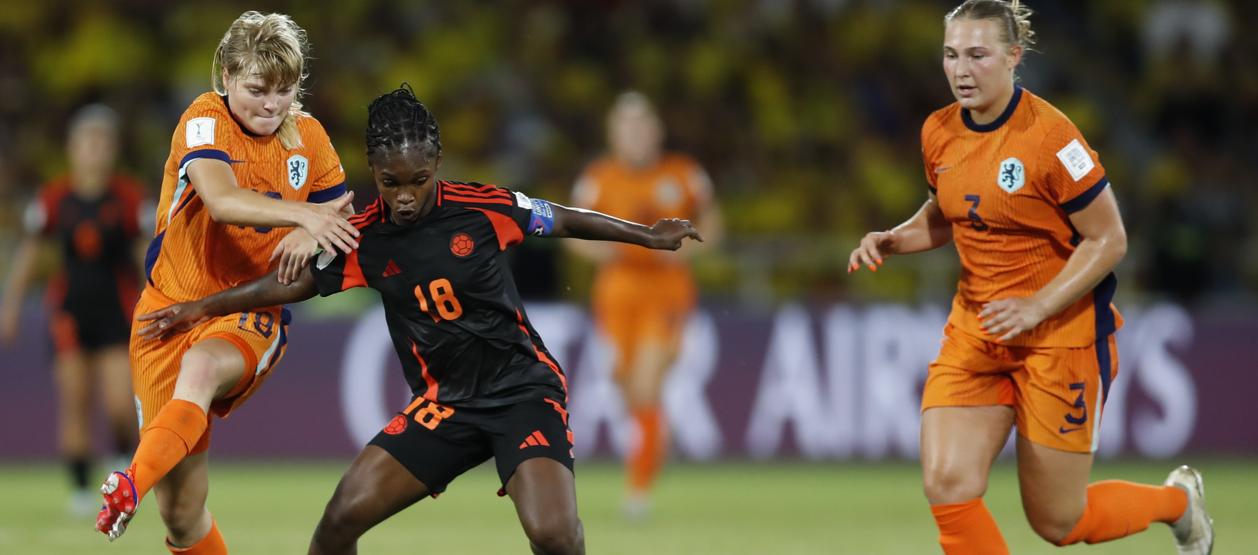 Linda Caicedo durante el partido de cuartos de final contra Países Bajos. 