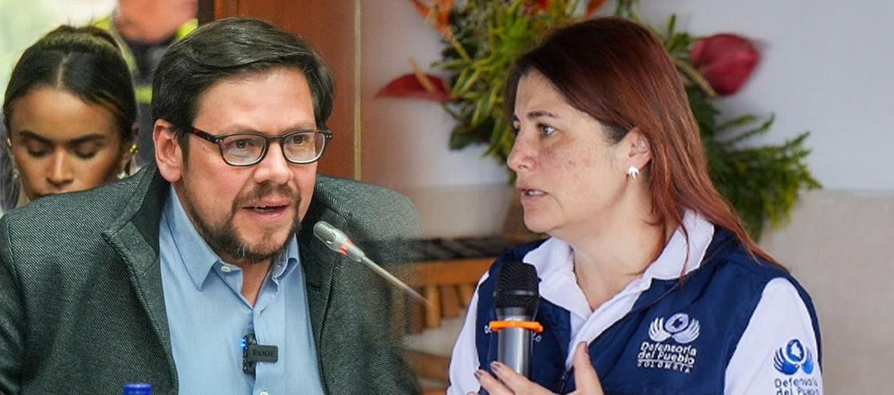 Diego Cancino y la defensora Iris Marín. 