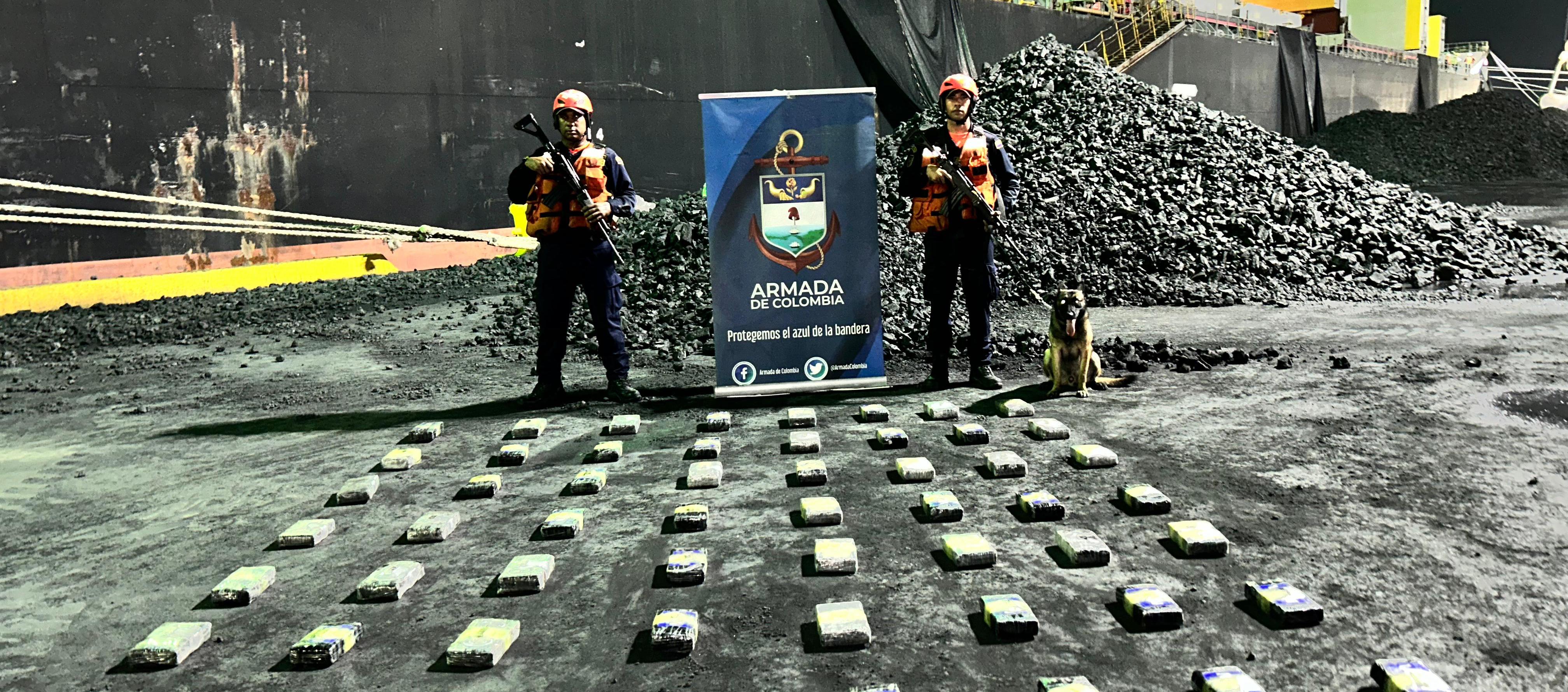 La cocaína incautada en el buque de carga. 