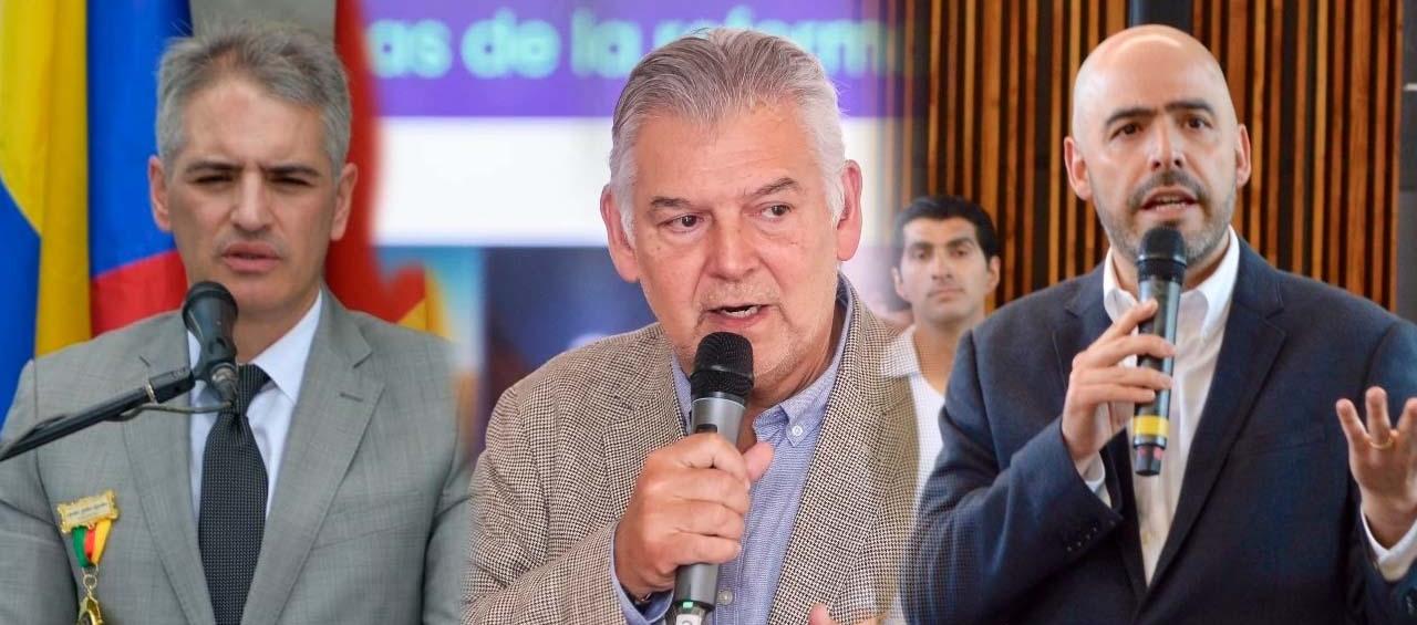 El gobernador de Antioquia, Andrés Julián Rendón; el presidente de Fenalco, Jaime Alberto Cabal, y Jorge Bedoya, presidente de la SAC.