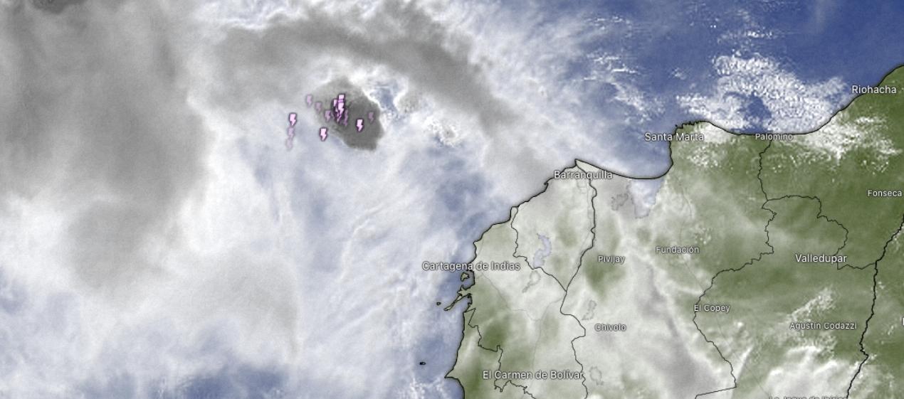 Zona donde se está formando el ciclón tropical en el Mar Caribe. 