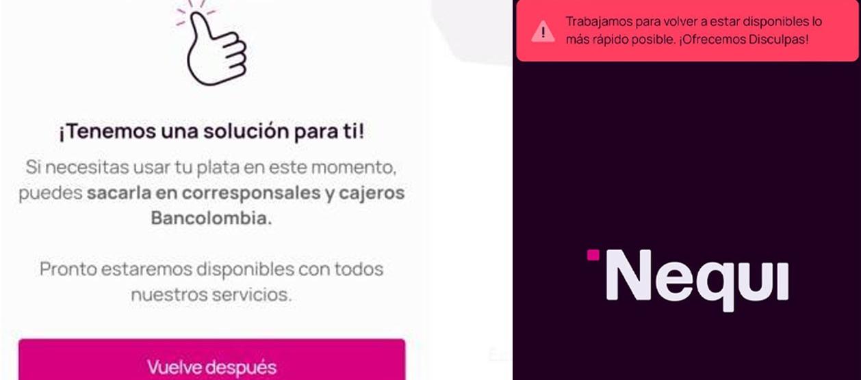 Mensajes que se visualizan en la aplicación de Nequi. 