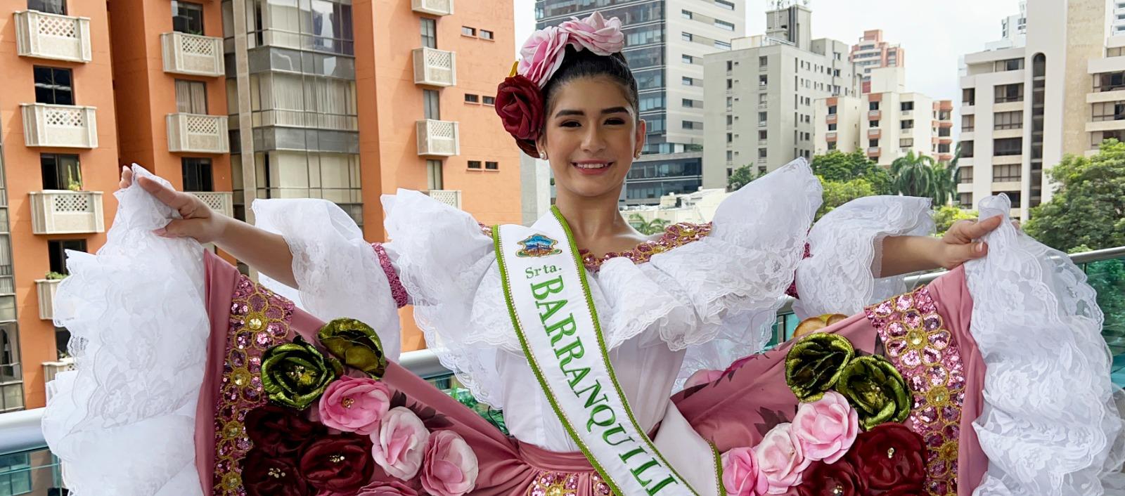 Luz Irina Gómez, señorita Barranquilla en el 4º Encuentro Folclórico Nacional Juvenil del Sanjuanero Huilense 2024. 