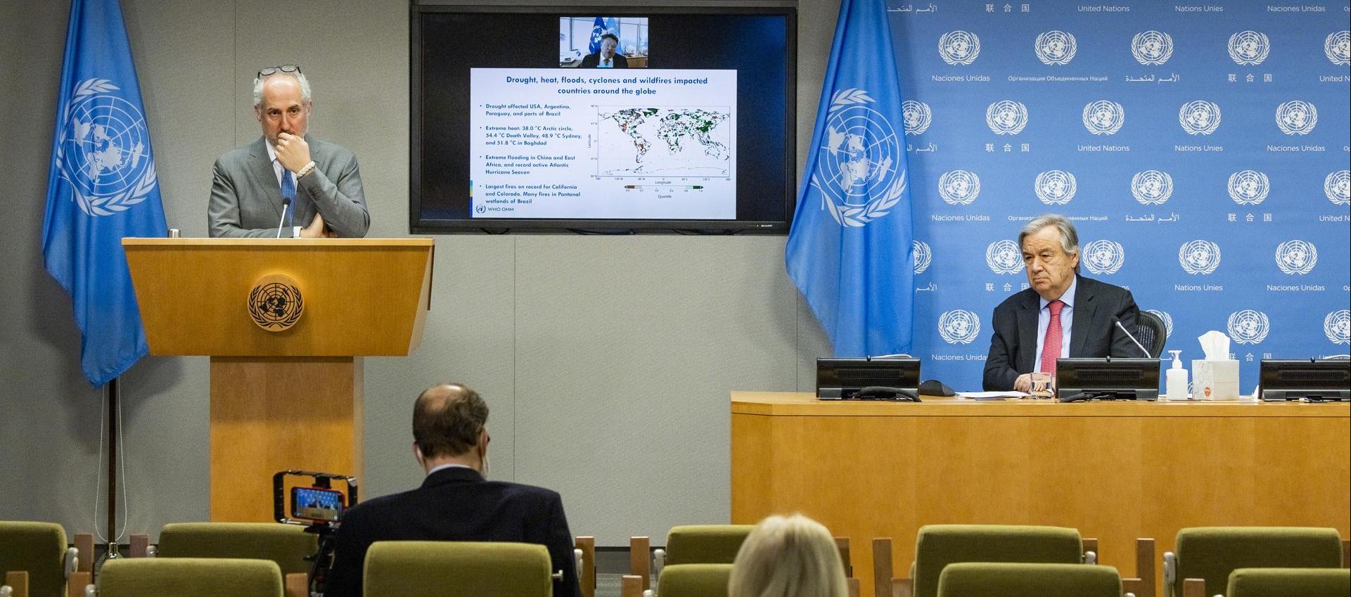 Portavoz del Secretario General de Naciones Unidas, Stéphane Dujarric y António Guterres. 