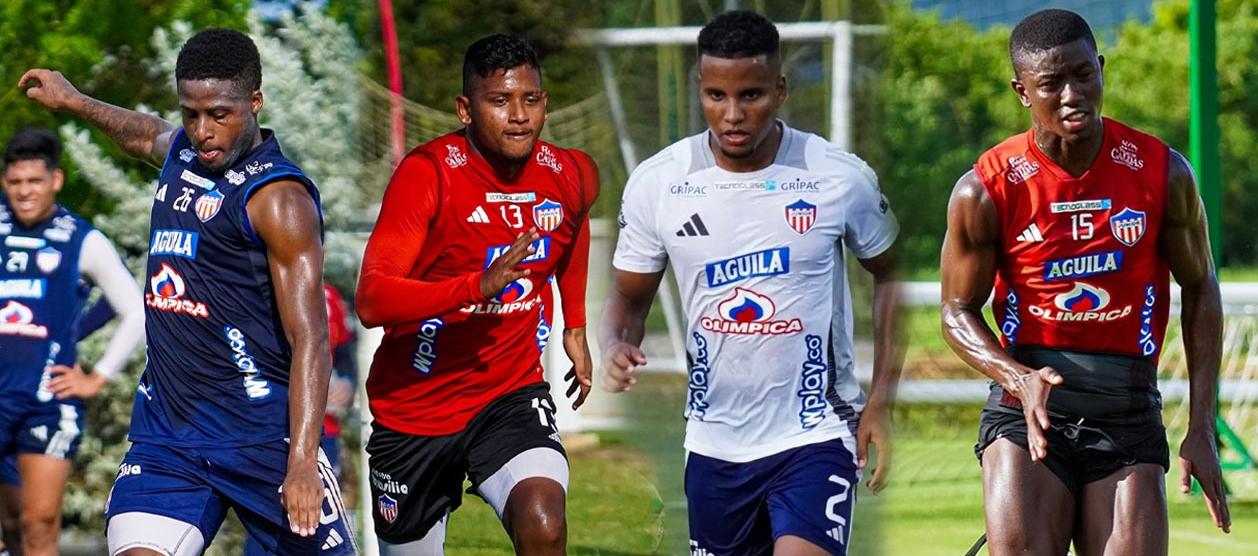 Jhon Navia, Jhon Vélez, Howell Mena y Yeferson Moreno, jugadores de la cantera del Junior.