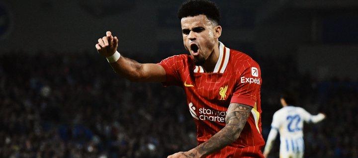 Luis Díaz marcó el tercer gol del Liverpool en el minuto 85. 