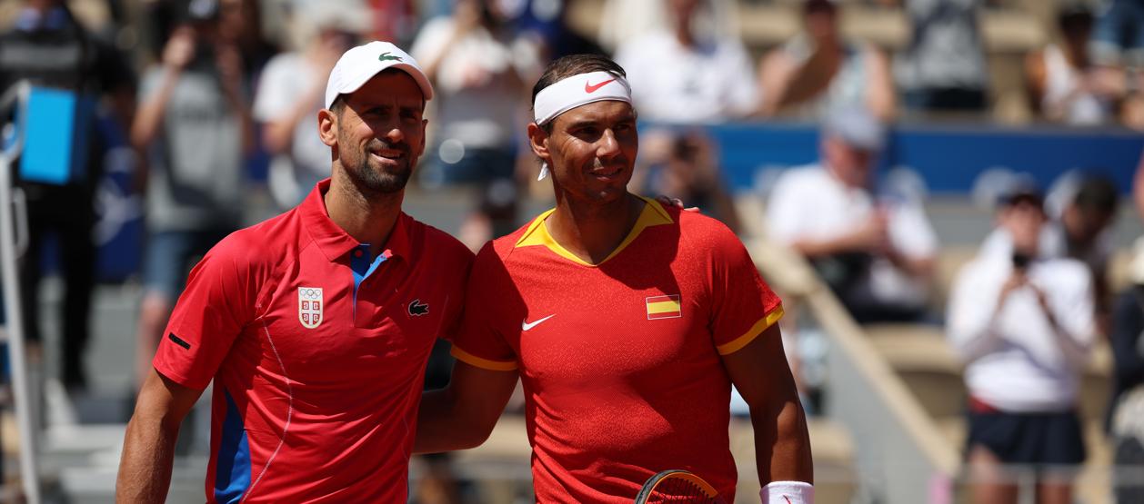 Novak Djokovic y Rafael Nadal antes de su último enfrentamiento, en los Juegos Olímpicos de París.
