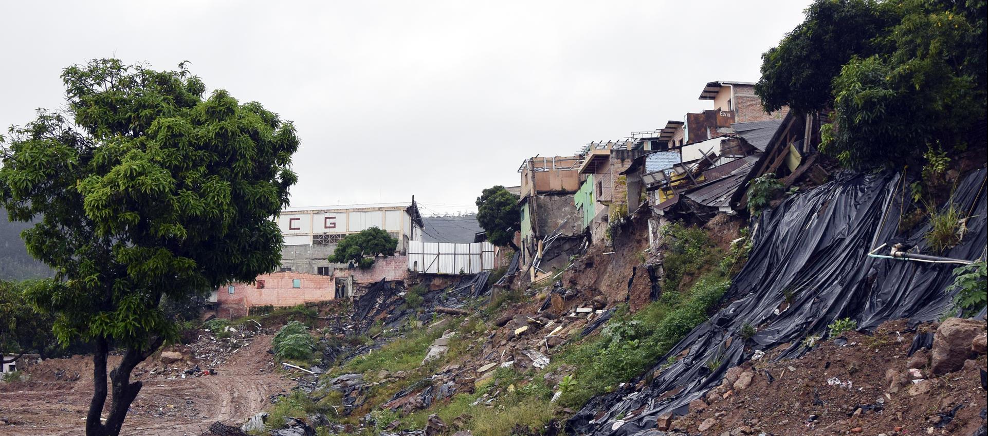 Zona de derrumbes en Tegucigalpa.