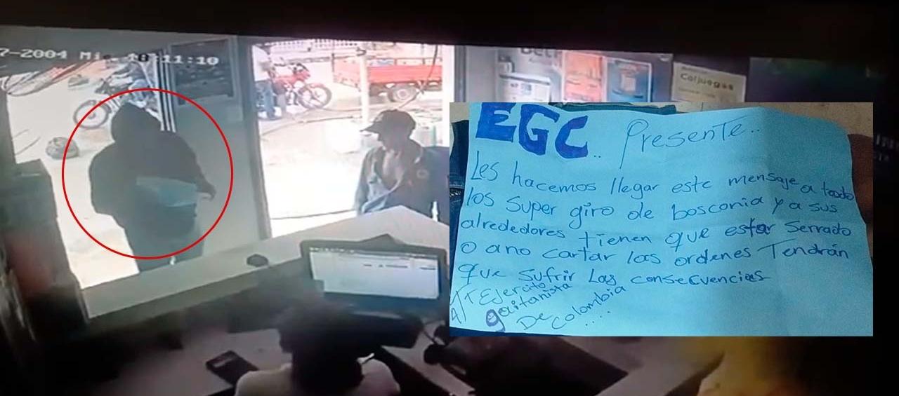 Momento en que el sicario disparó contra la trabajadora y lanzó el panfleto. 