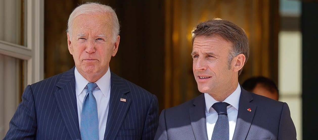 Joe Biden, y su homólogo francés, Emmanuel Macron. 