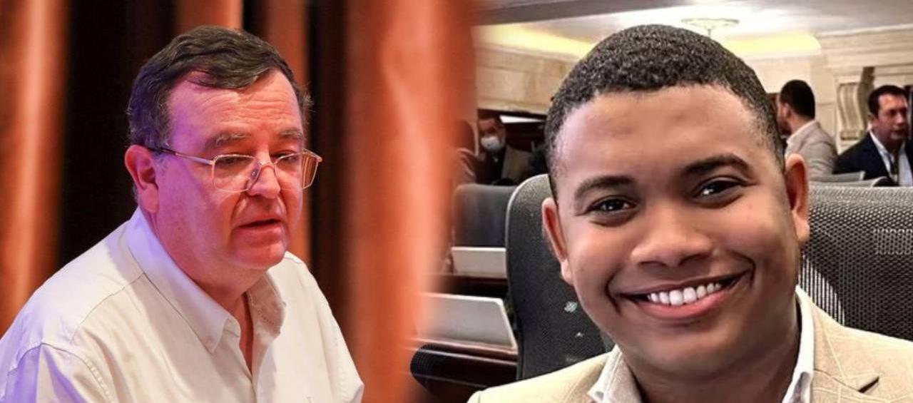 El presidente de la JEP, magistrado Alejandro Ramelli Arteaga, y el congresista Miguel Polo Polo.