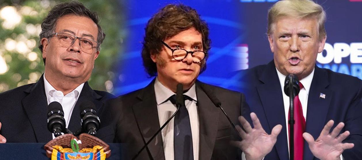 Gustavo Petro, Javier Milei y Donald Trump.