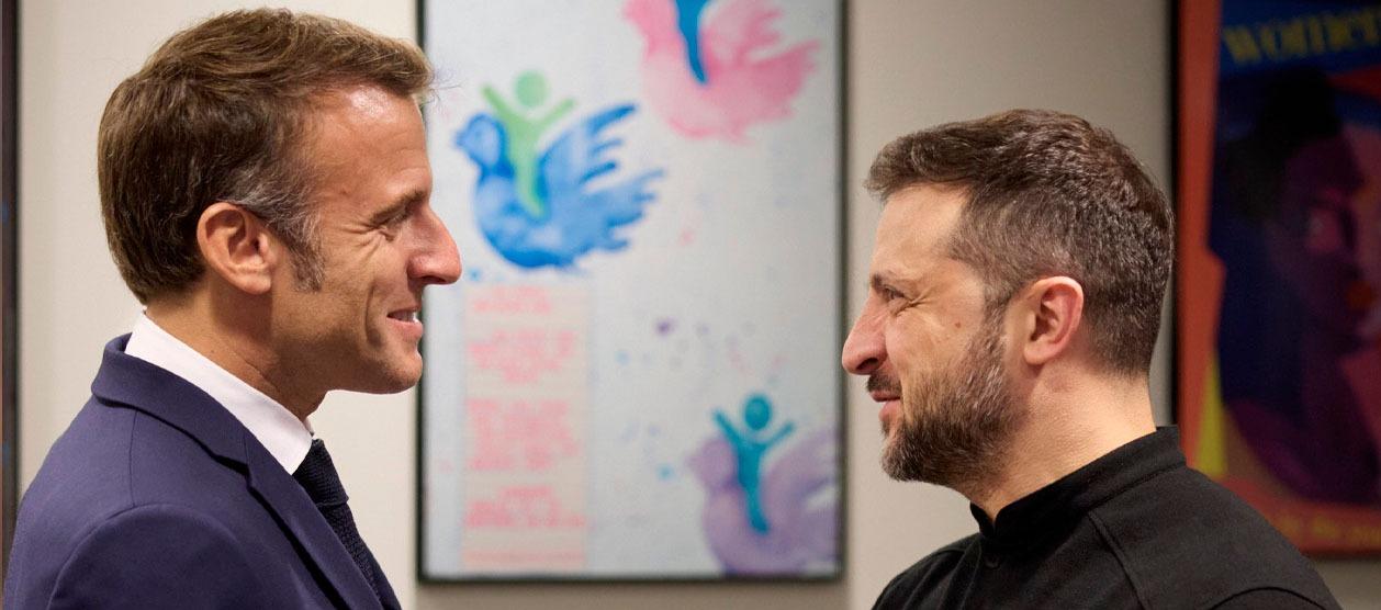 Emmanuel Macron, Presidente de Francia / Volodímir Zelenski, Presidente de Ucrania. 