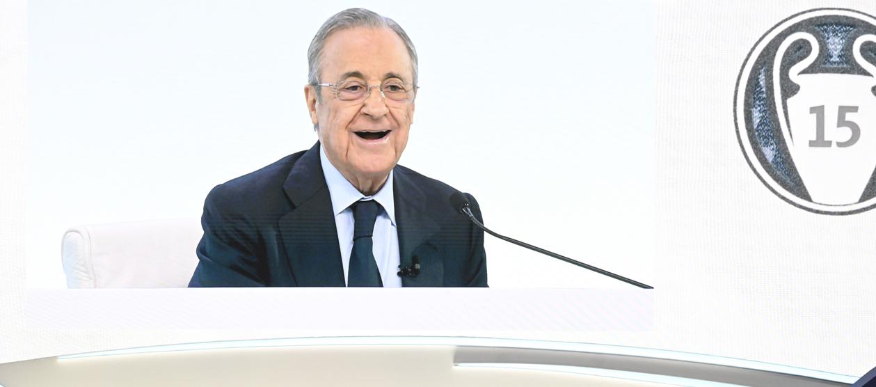 Florentino Pérez, presidente del Real Madrid, en su discurso durante la asamblea del club.