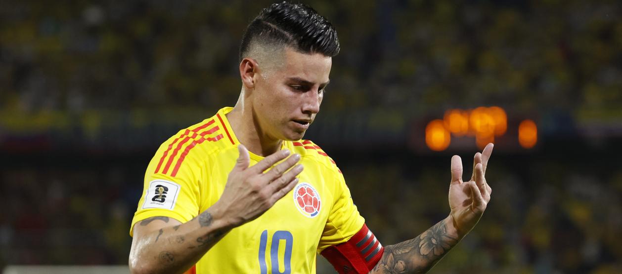 James Rodríguez, capitán de Colombia, no estuvo en su mejor forma física contra Uruguay y Ecuador.