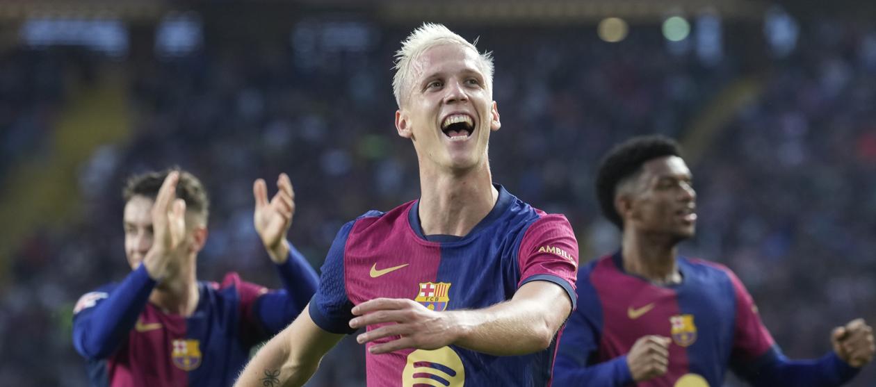 Dani Olmo marcó los dos primeros goles del Barcelona. 