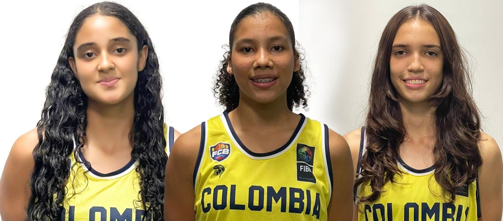Jhara Coneo, Keren Bertel y María Elisa Millán, representantes de Atlántico en la Selección Colombia. 