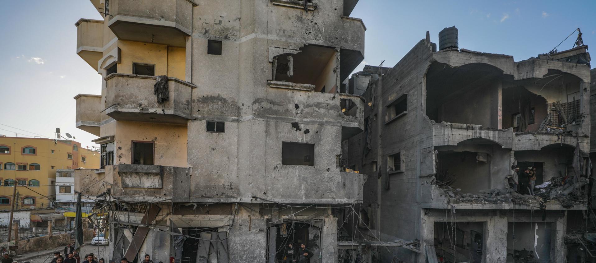 Edificio destruido en Gaza por los ataques.