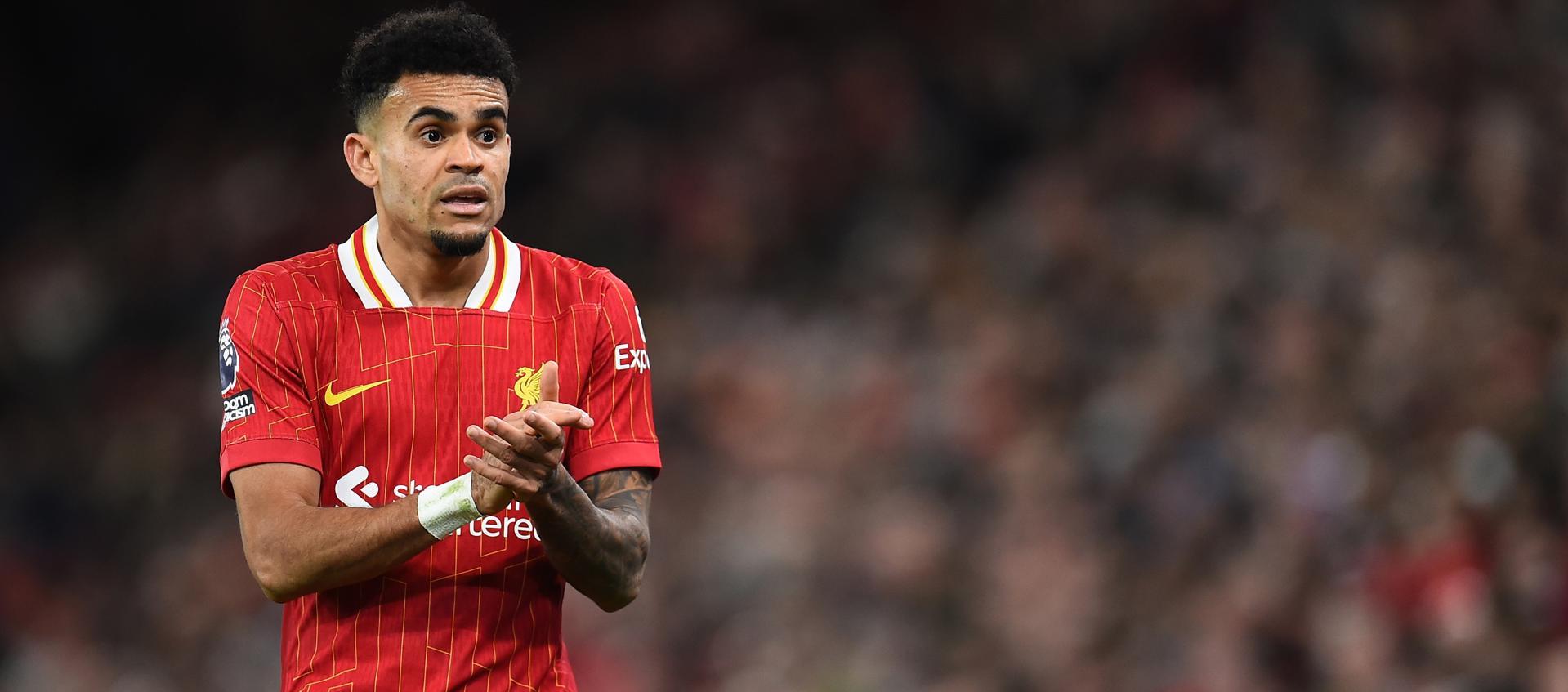 Luis Díaz durante el partido entre Liverpool y Fulham.