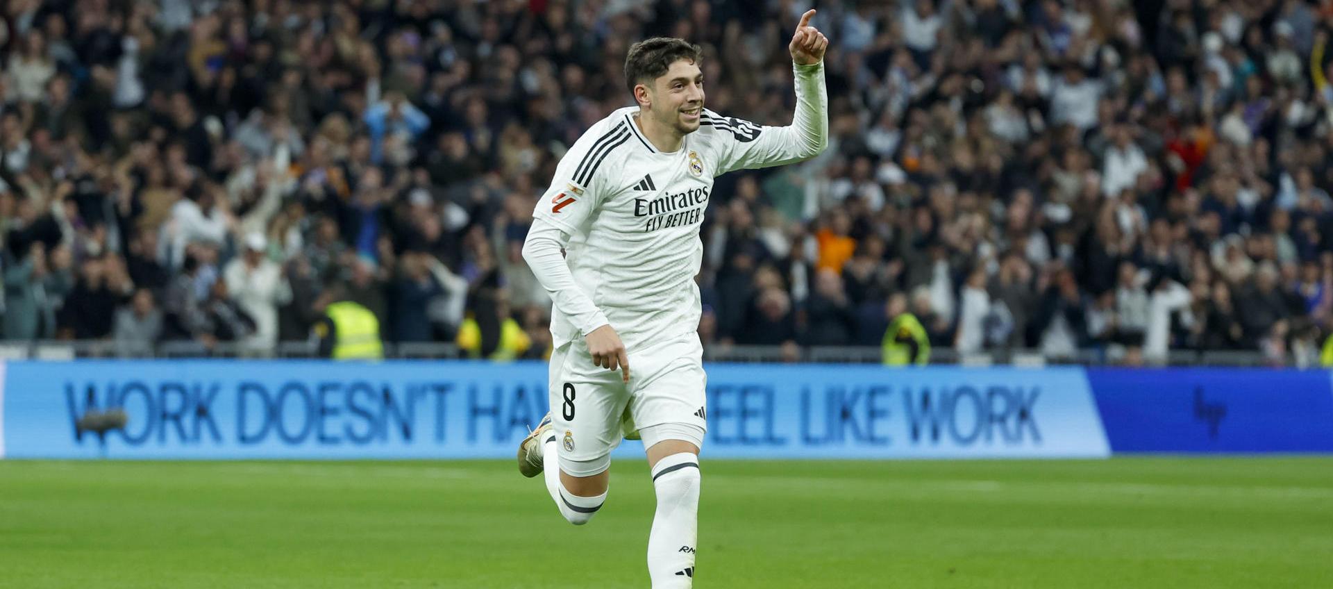 El uruguayo Federico Valverde celebrando su gol.