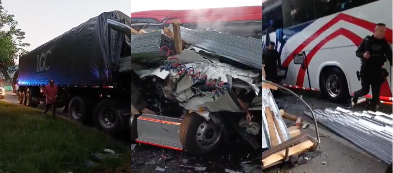 Aspecto de cómo quedaron los vehículos tras el accidente. 