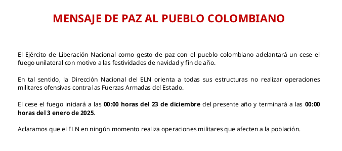 Comunicado del ELN