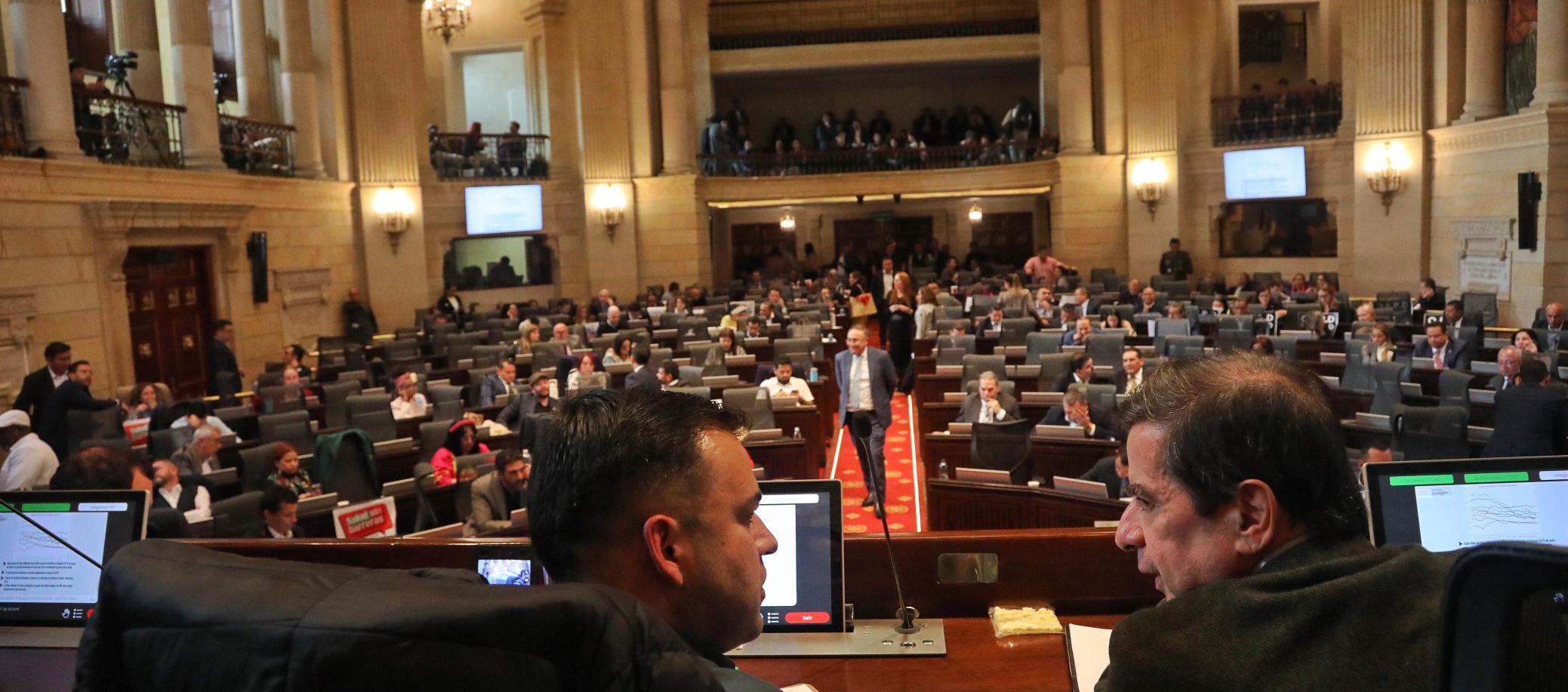 El ministro Juan Fernando Cristo en la sesión de este martes en la Cámara. 
