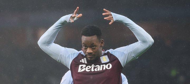 Jhon Jader Durán celebrando su gol en el partido.