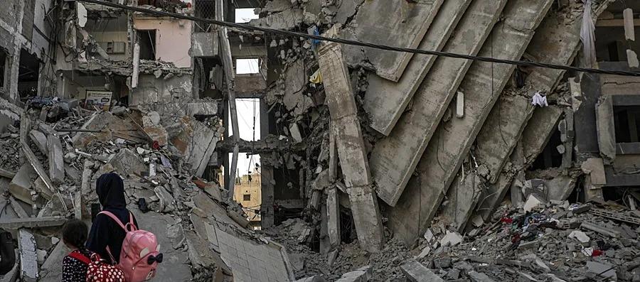 Edificio destruido en Gaza por la guerra.