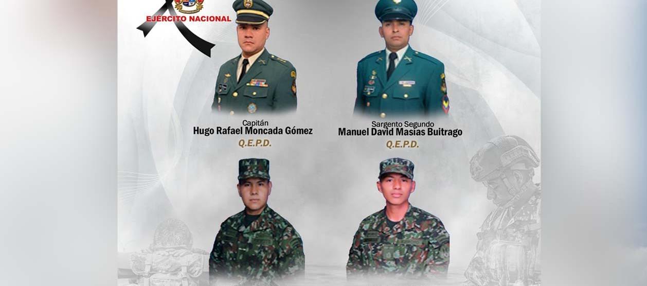 Los cuatros militares muertos. 