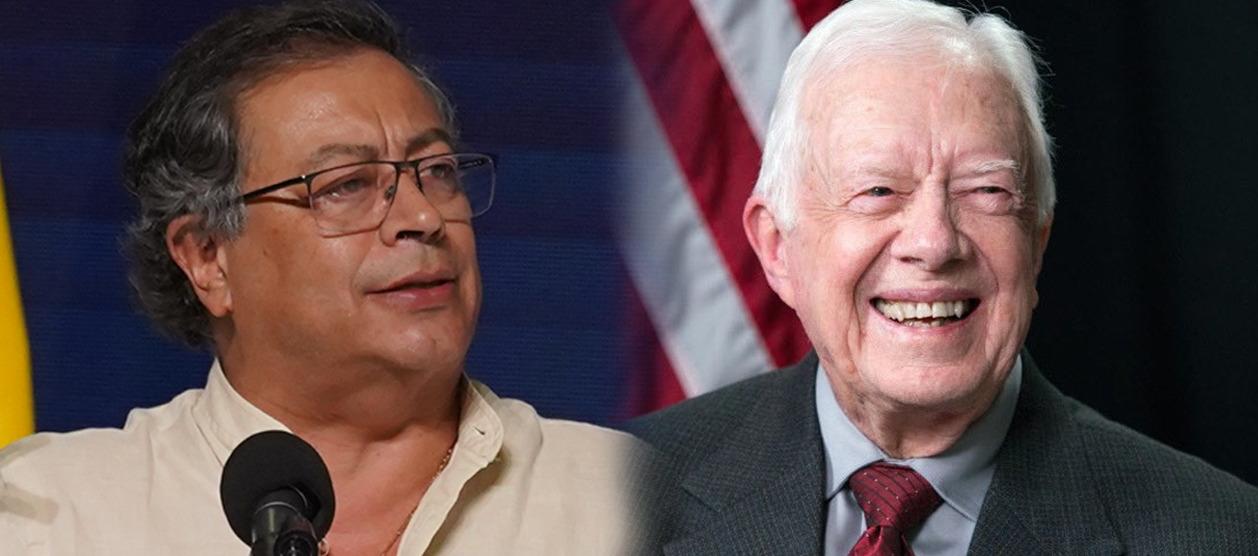 El Presidente de Colombia, Gustavo Petro; y el expresidente de EE.UU., Jimmy Carter.