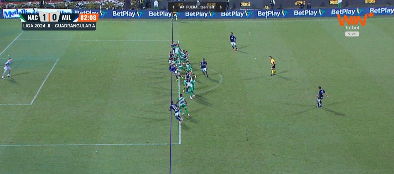 La polémica jugada que terminó en el penalti a favor de Millonarios.