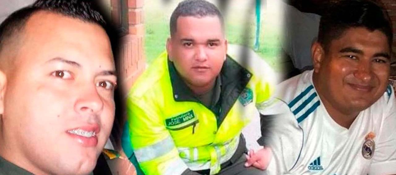 Subintendente Carlos Fernando Fuentes Noriega, Jaider Gregorio Amador Quessep y Gerson José Piñeres Porto.